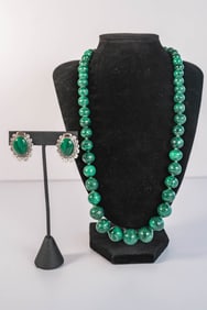 Vintage Malachite Necklace And Earrings
