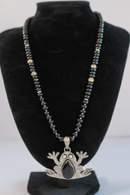 Vintage Black Onyx Pendant Necklace