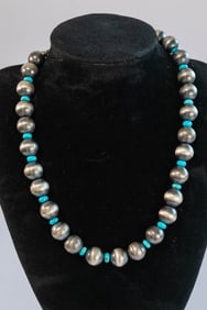 Navajo Pearl & Sleeping Beauty Turquoise Necklace
