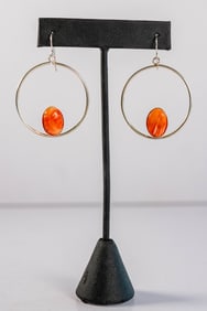 Unique Circle Red Spiny Oyster Shell Earrings