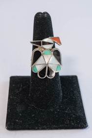 Vintage Zuni Inlaid Firebird Ring