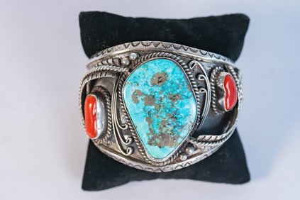 Beautiful Rare Old Pawn Cuff Bracelet