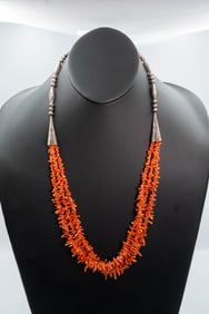 Rare Vintage Orange Branch Coral Necklace
