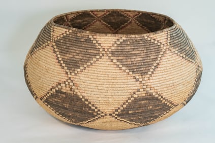 Extra Large Three Rod Coiled Apache Basket Circa 1890