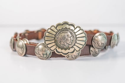 Rare Vintage Indian Head Concho Belt