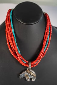 Mediterranean Coral and Turquoise Singer Necklace