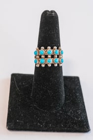 Vintage Zuni Petit Point Turquoise Ring