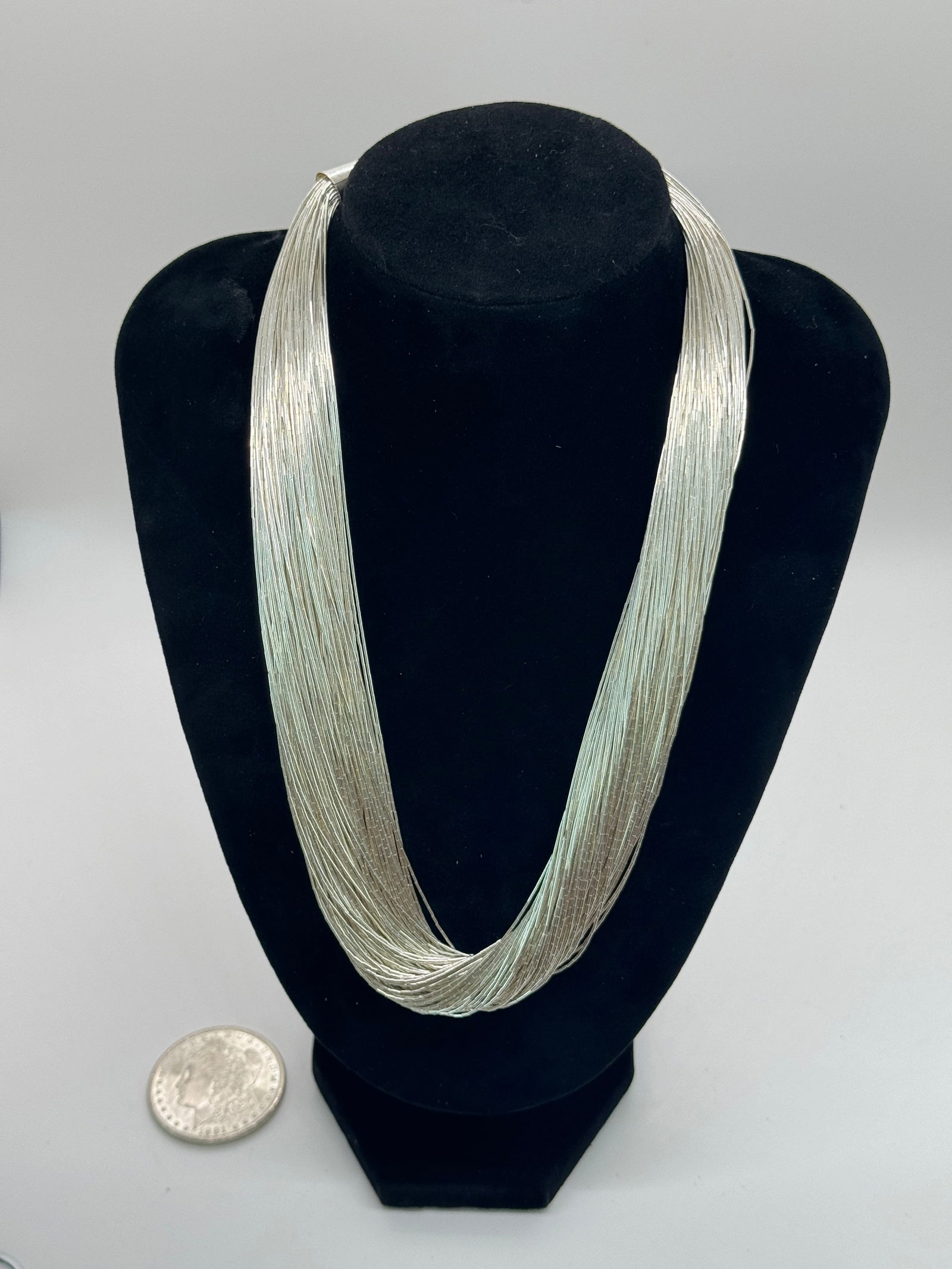 Elegant 100 Strand Liquid Silver Necklace (1 of 4)