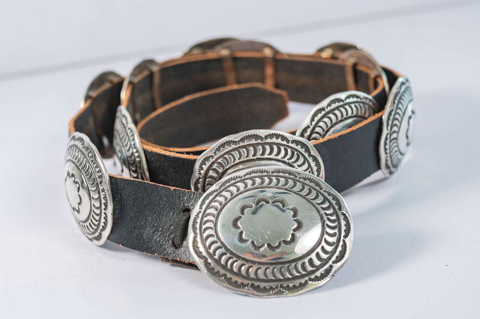 Vintage Sterling Silver Navajo Concho Belt (1 of 7)