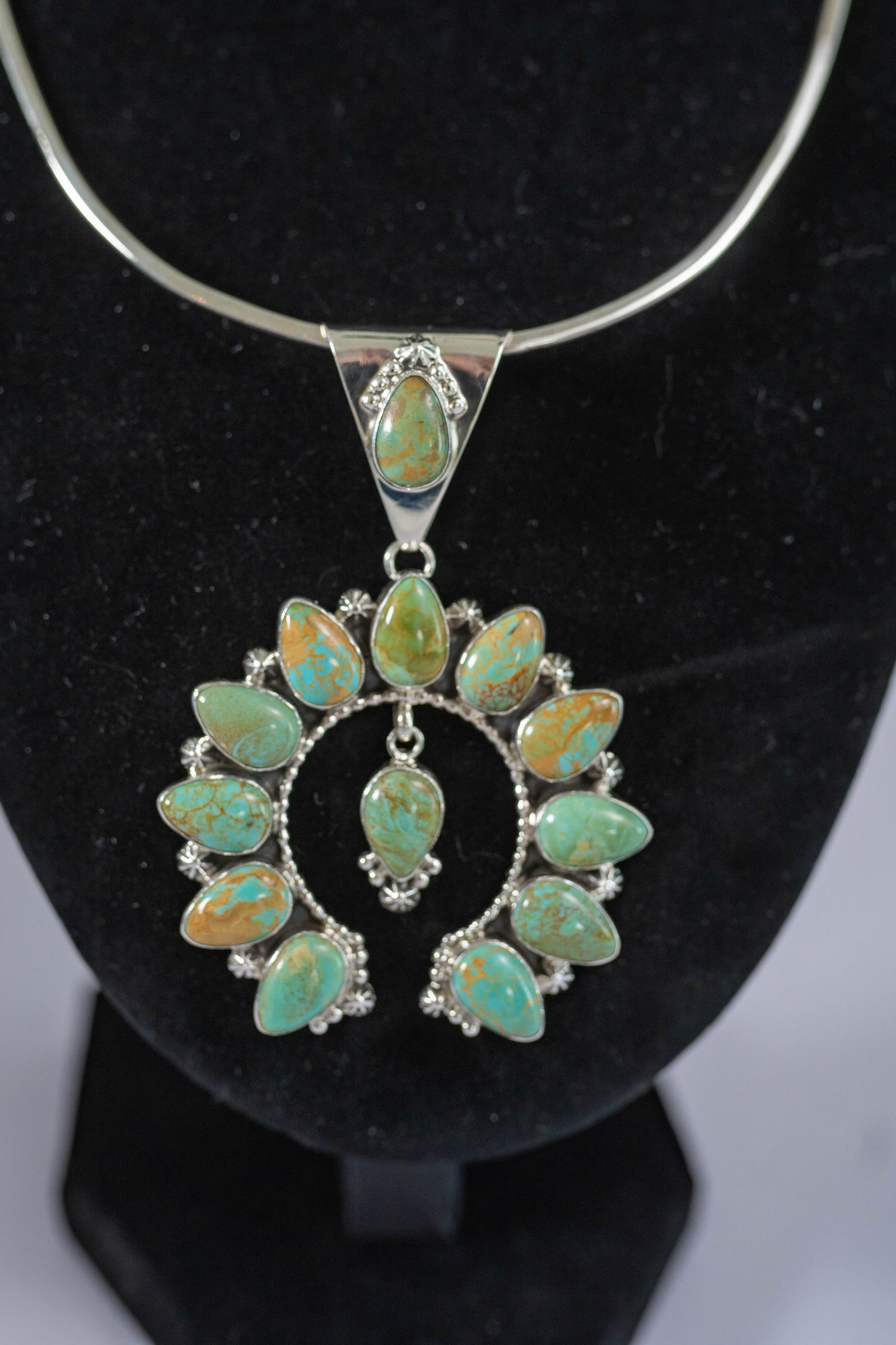 Rare Tyrone Turquoise Pendant Necklace (1 of 4)