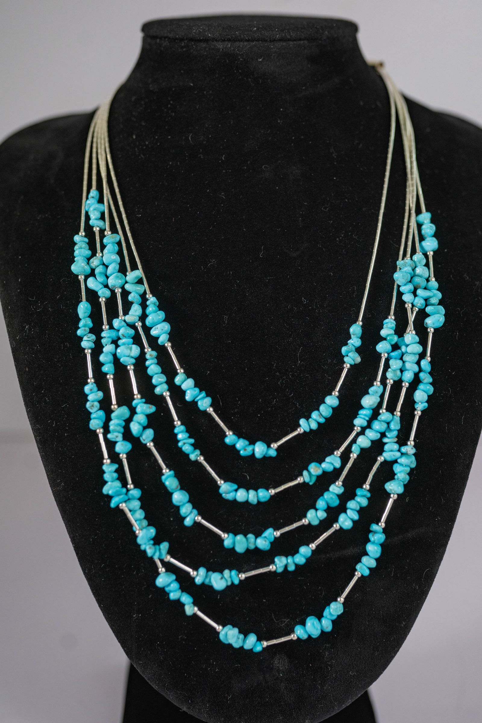 Liquid Silver Five strand Graduated Necklace (1 of 5)