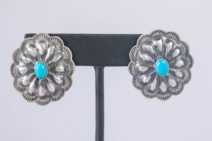 Wonderfully Detailed Turquoise Post Earrings