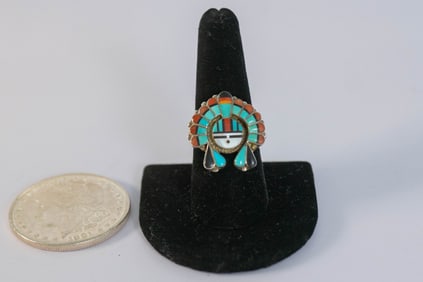 Charming Vintage Zuni Inlaid Ring