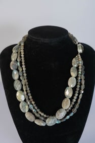 Gorgeous Three Strand Labradoroite Necklace