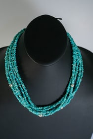 Beautiful Kingman Turquoise Five Strand Necklace