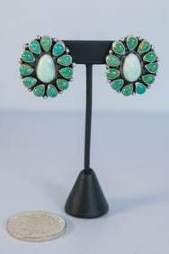 Amazing Tyrone Turquoise And Varisite Earrings