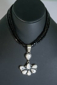 Exquisite White Buffalo Turquoise Pendant And Onyx Necklace