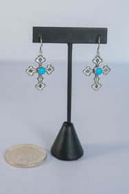 Navajo Hand Stamped Cross Earrings