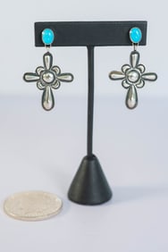 Hand Stamped Navajo Cross Earrings