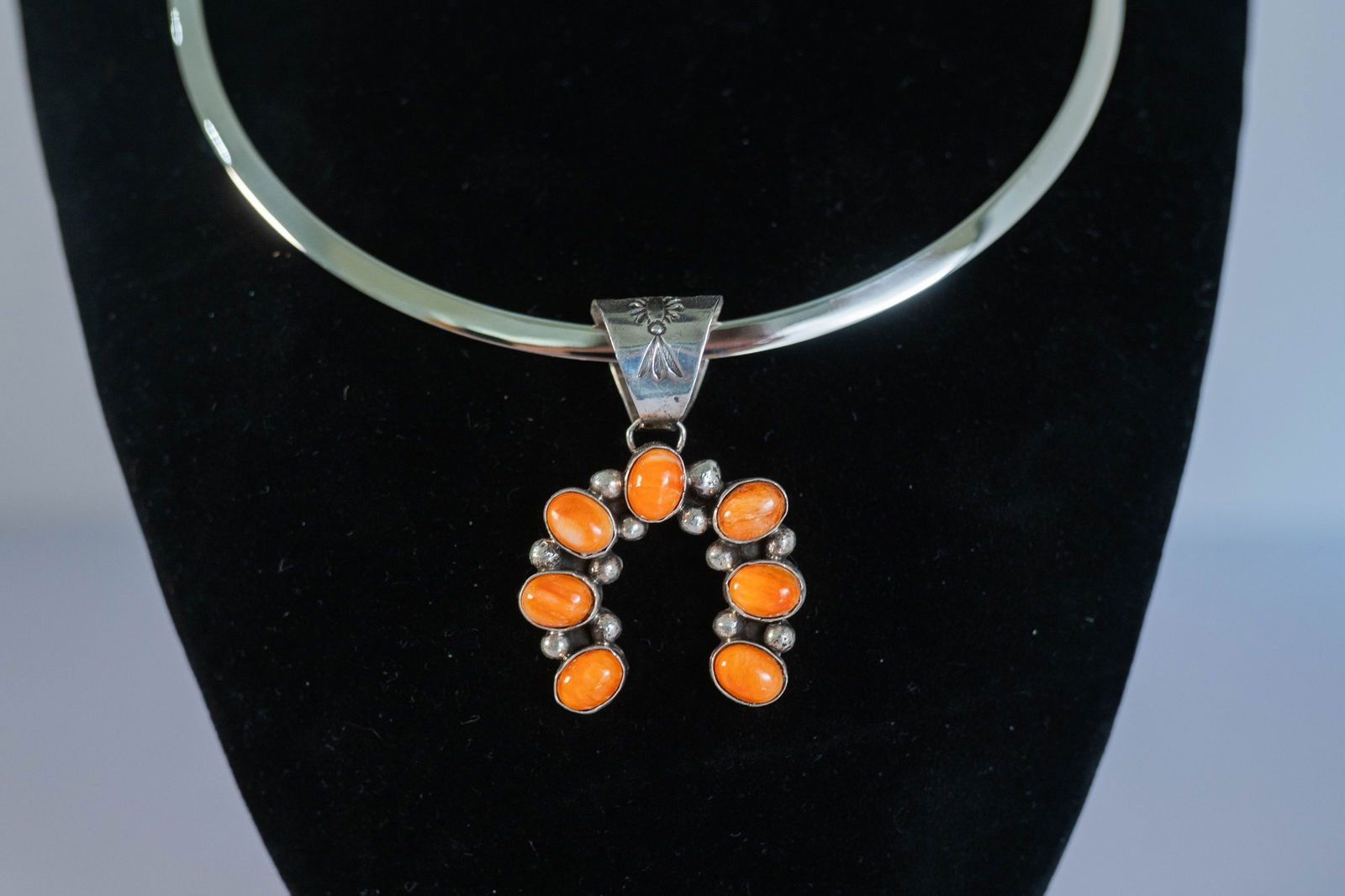 Orange Spiny Oyster Pendant Necklace (1 of 3)