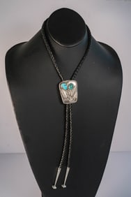 Vintage Sterling Silver & Turquoise Bolo Tie