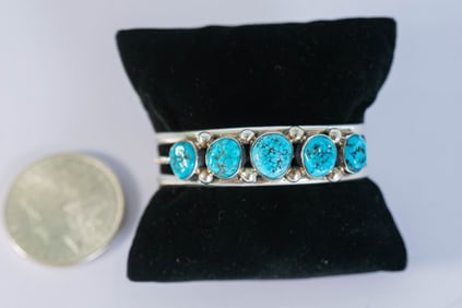 Rare Spiderweb Turquoise Cuff Bracelet