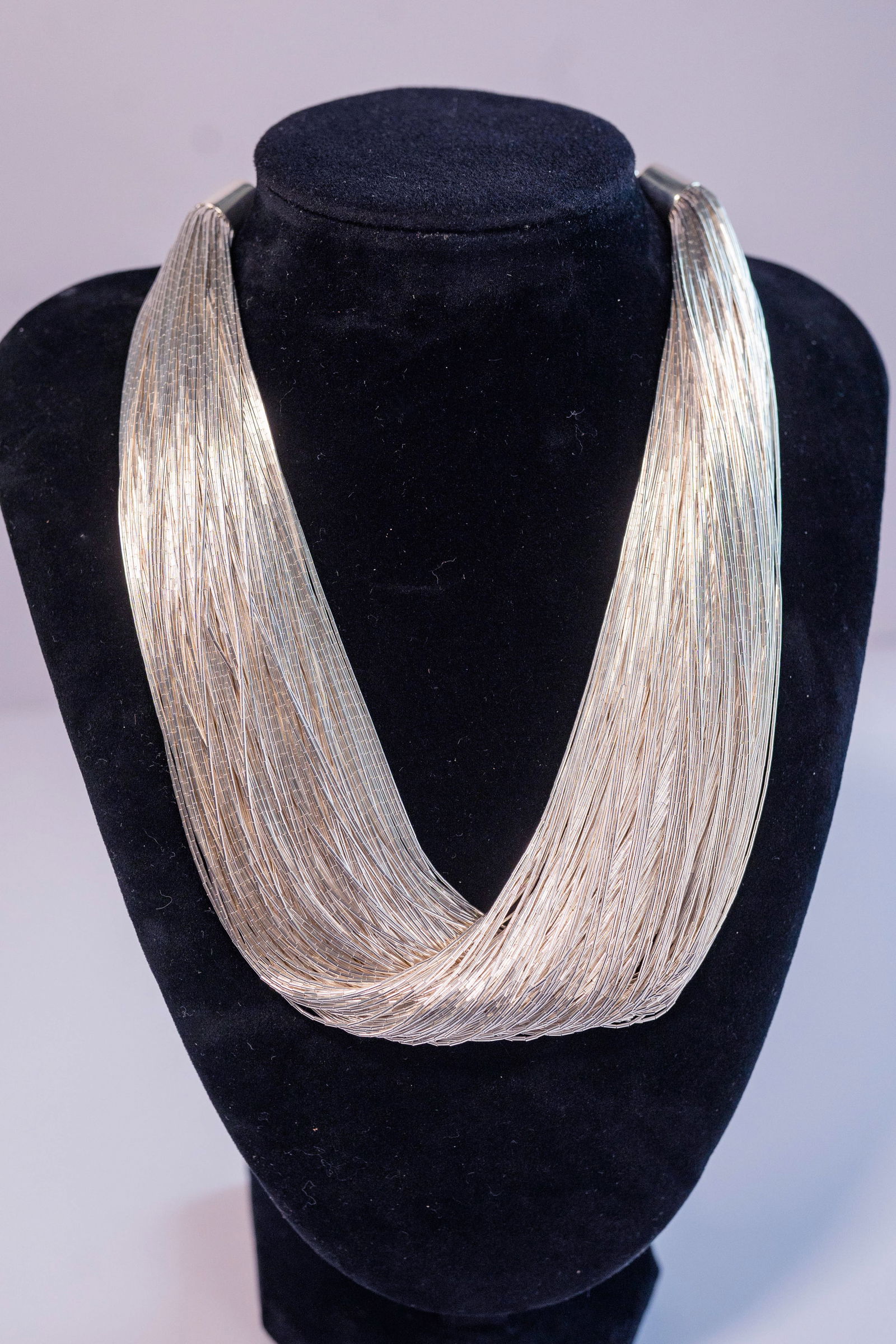 Elegant 100 Strand Liquid Silver Necklace (1 of 5)