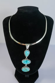 Magnificent Kingman Water Web Turquoise Pendant