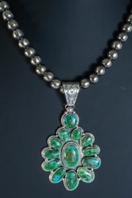 Renell Perry Marvelous Sonoran Gold Turquoise Pendant Necklace