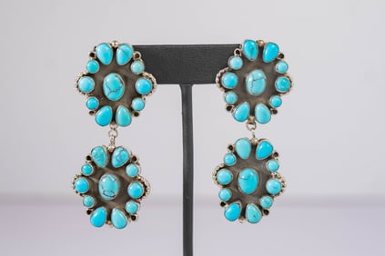 Prince Egyptian Turquoise Post-Dangle Earrings