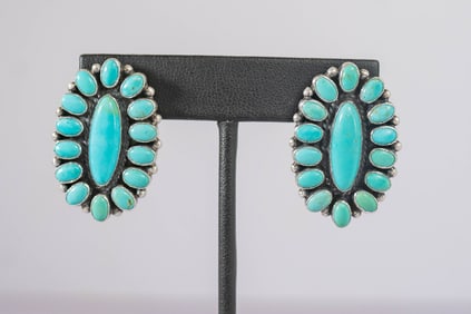 Rare Tyrone Turquoise Post Earrings
