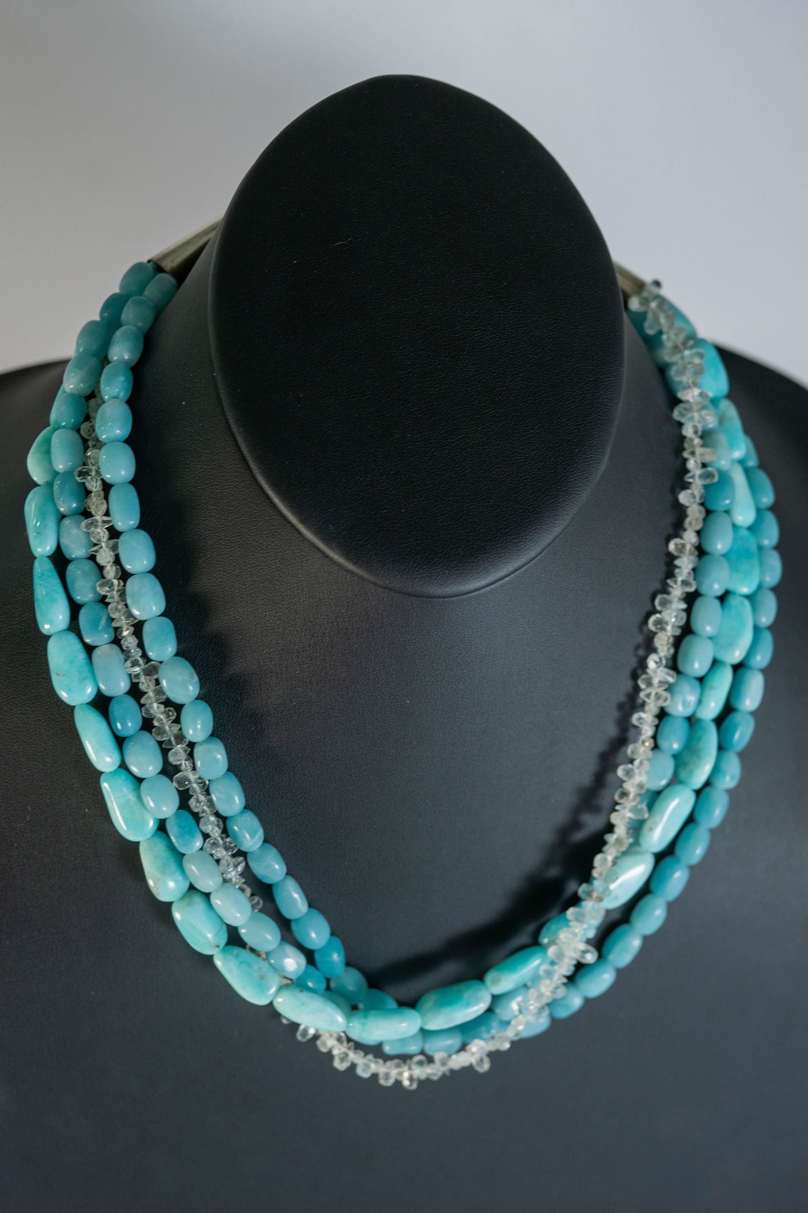Amazonite & Aquamarine Four Strand Necklace (1 of 5)