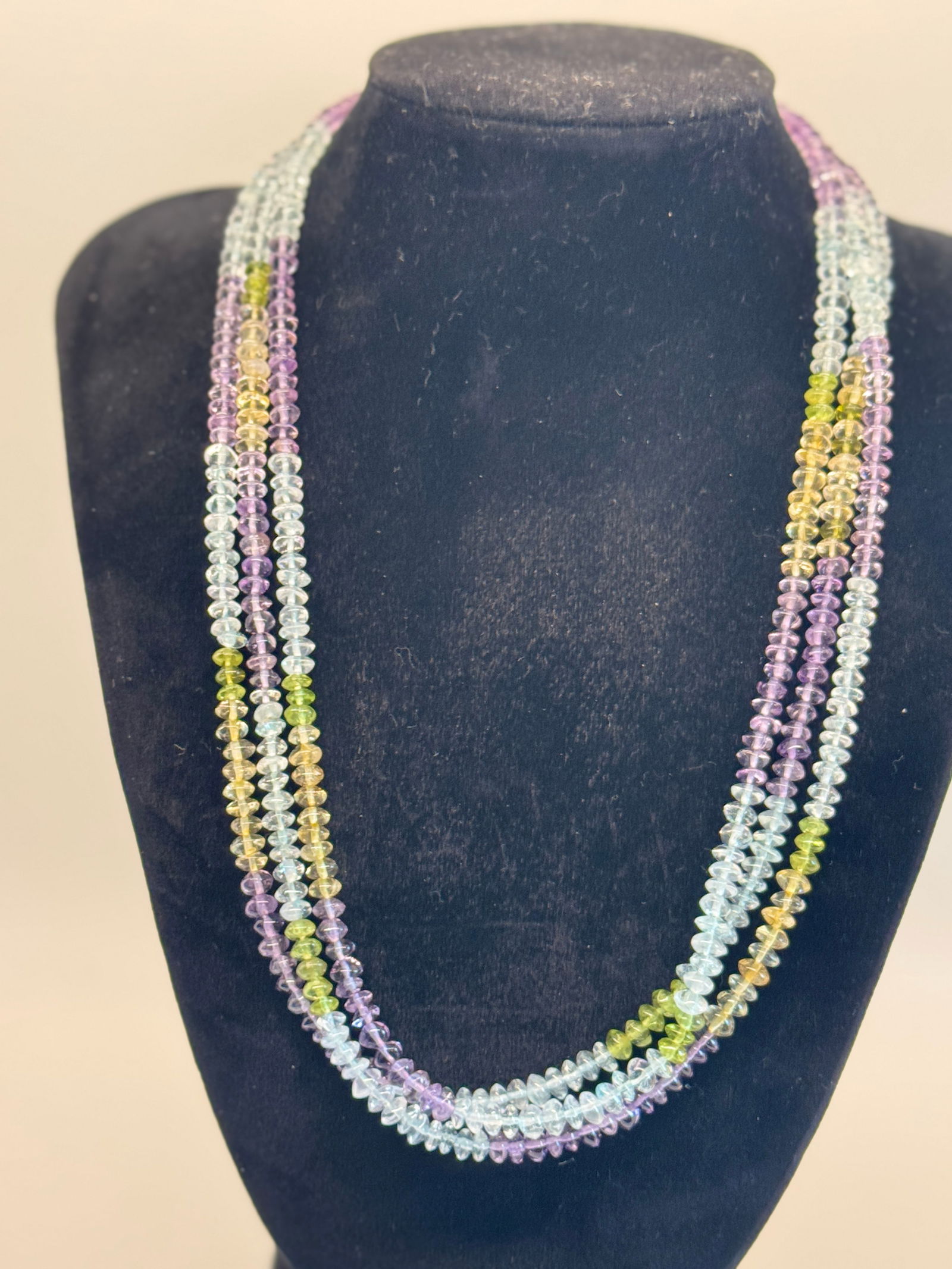 Exquisite Multi-Gemstone 3 Strand Necklace (1 of 4)