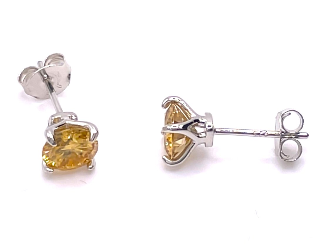 Sterling Silver 1.0ct Champagne Moissanite Diamond Earrings (1 of 10)