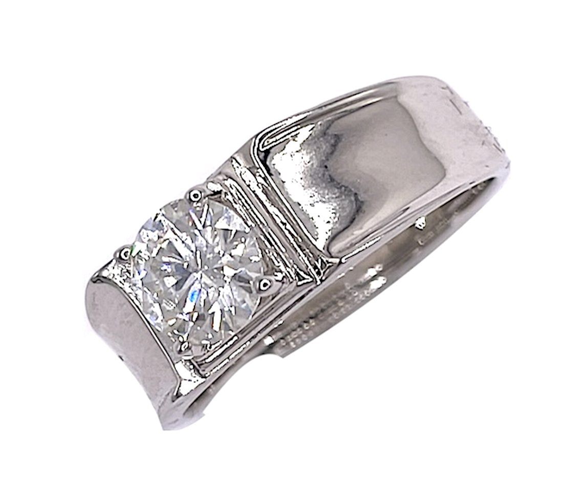 Sterling Silver 1.0ct Moissanite Diamond Mens Ring (1 of 12)