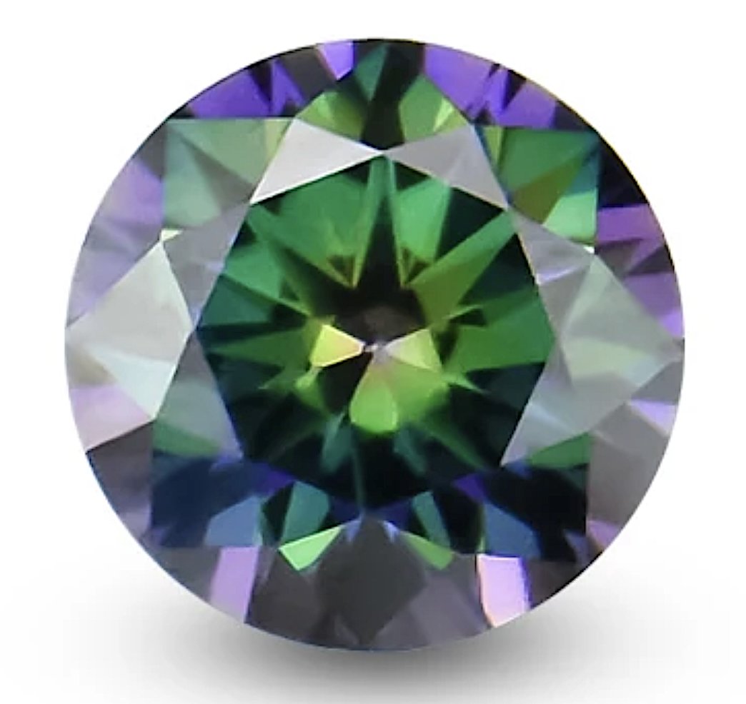 2.0ct Unmounted Rainbow Green Moissanite Diamond (1 of 7)
