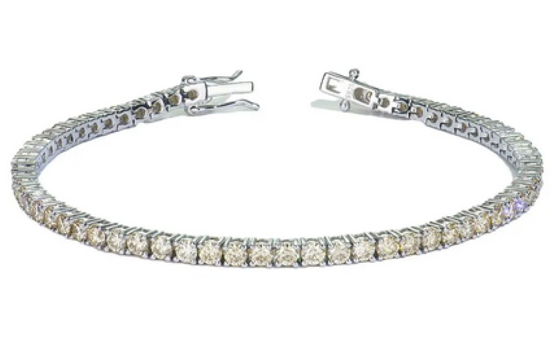 Sterling Silver TW 5.6ct 3.0mm Champagne Moissanite Diamond Tennis Bracelet (1 of 10)