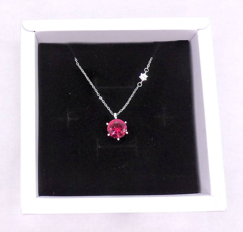 SMARTLIFE 10.0mm Sterling Silver Red Ruby Solitaire Necklace (1 of 6)