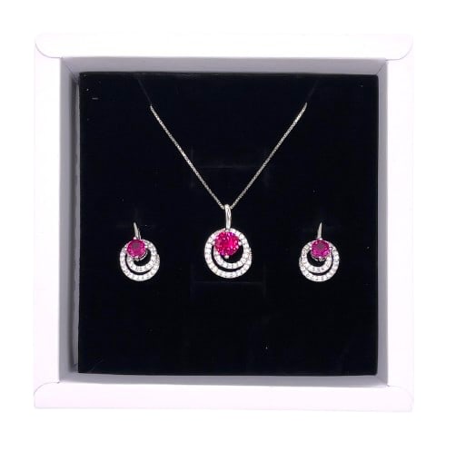 SMARTLIFE Sterling Silver 2 Piece Red Ruby Jewelry Set (1 of 4)