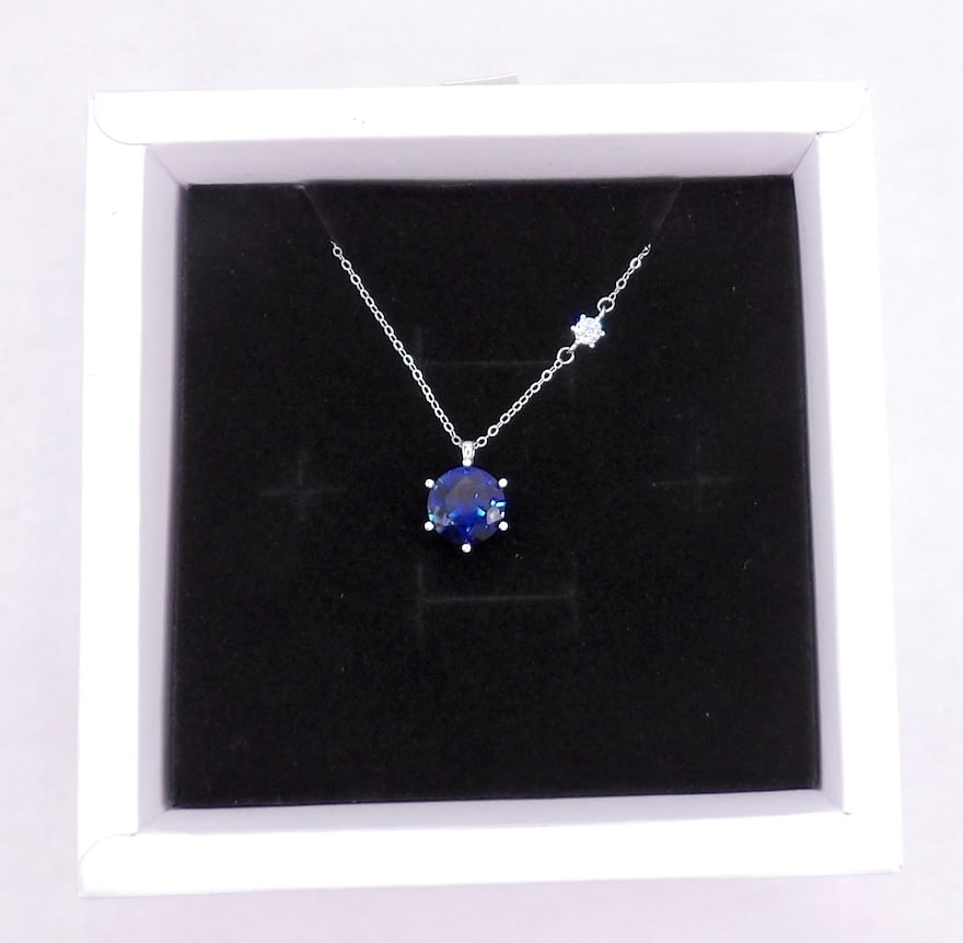 SMARTLIFE 10.0mm Sterling Silver Blue Sapphire Solitaire Necklace (1 of 6)