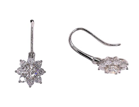 Sterling Silver 0.5ct Moissanite Sunflower Dangle Earrings (1 of 10)