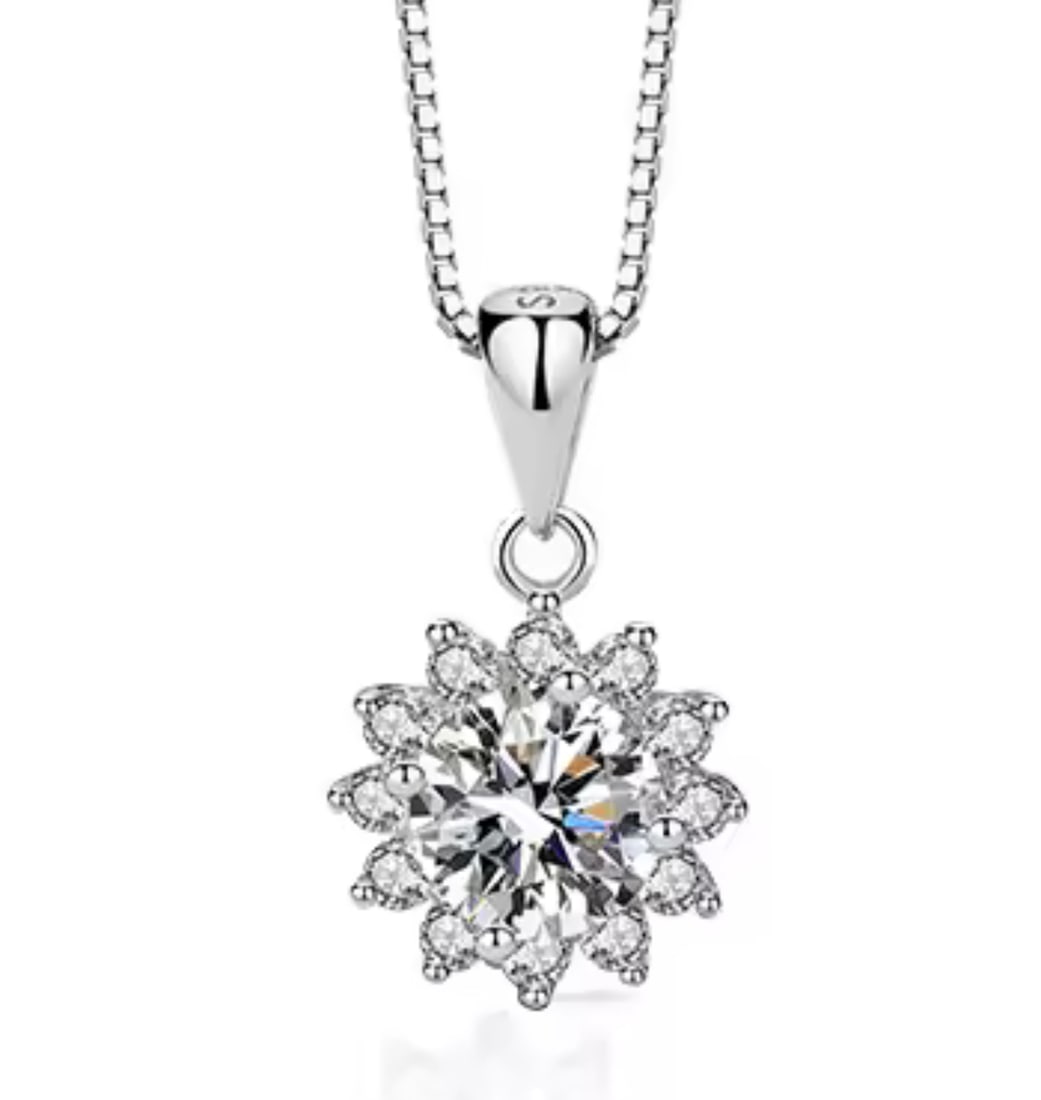 Sterling Silver 1.0ct Moissanite Diamond Necklace (1 of 9)