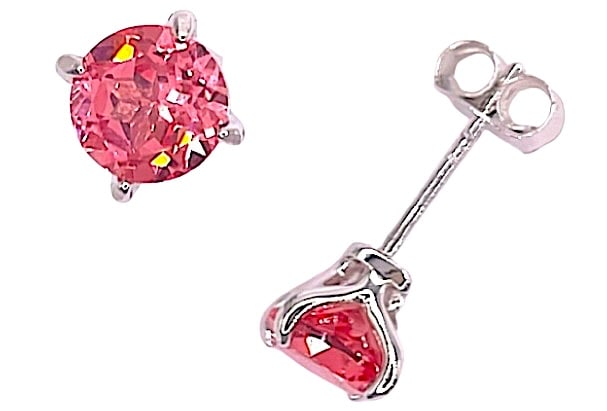 Sterling Silver Lab-Grown 1.38ct/1.39ct Padparadscha Earrings (1 of 8)