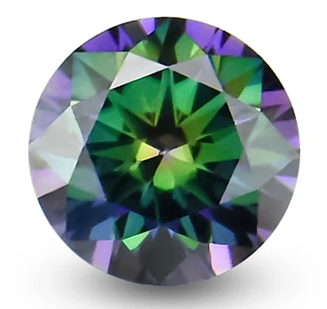 2.0ct Unmounted Rainbow Green Moissanite Diamond (1 of 8)