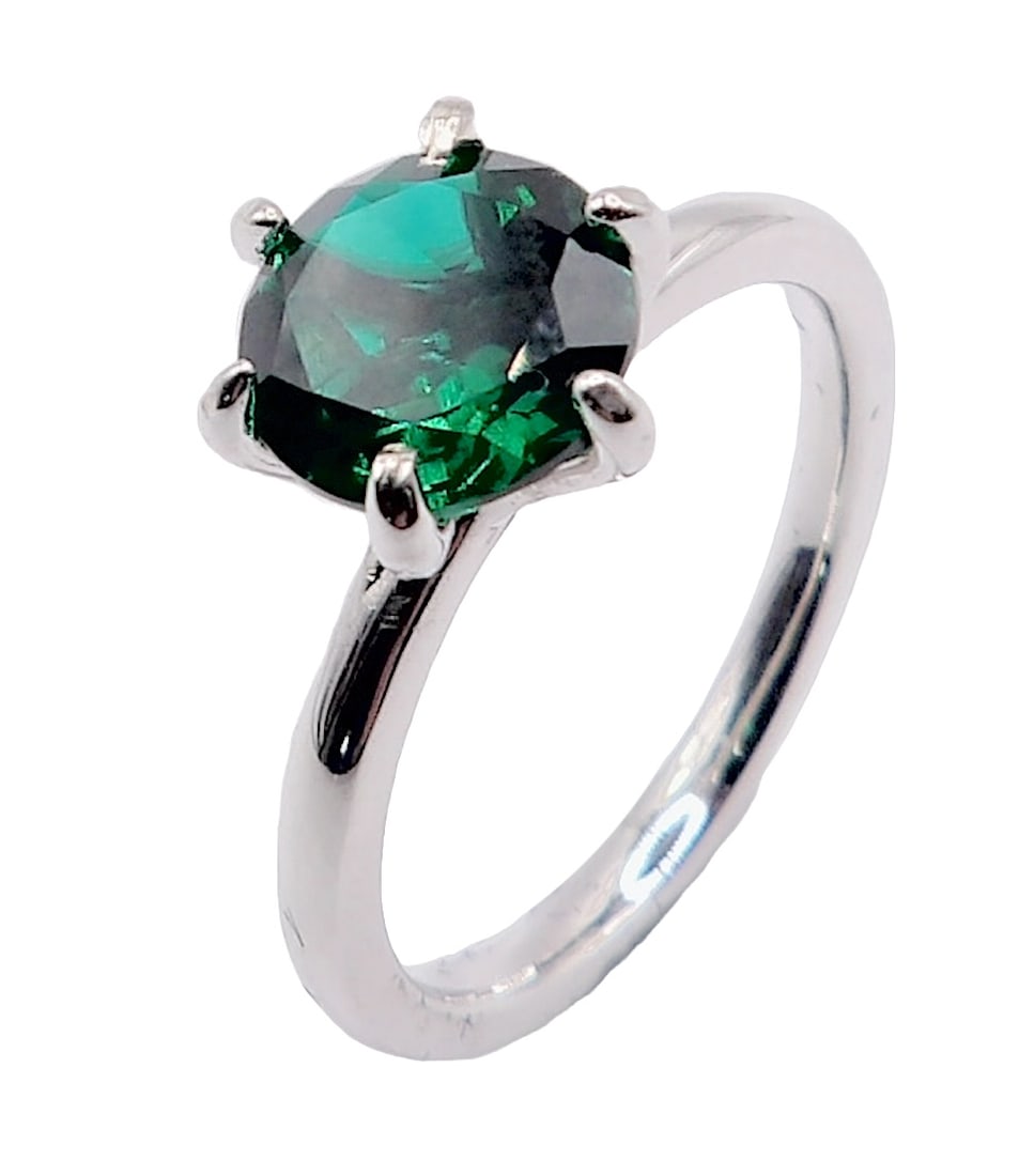 Sterling Silver 2.0ct Lab-Grown Emerald Swirl Ring (1 of 8)