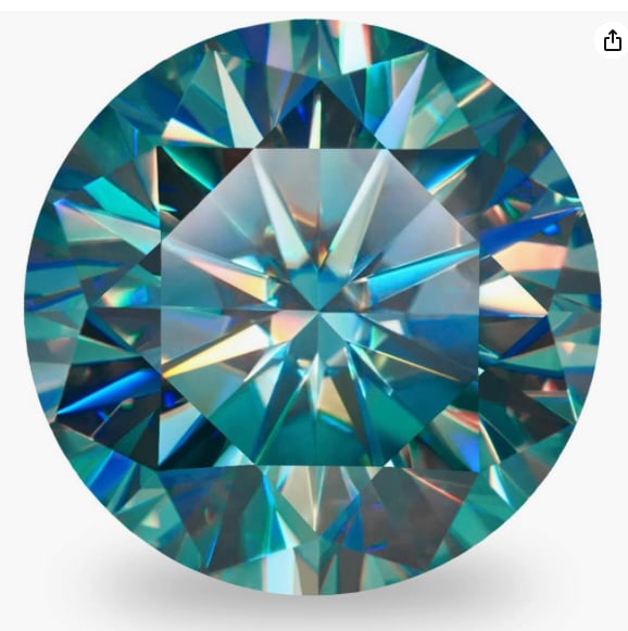 2.0ct Unmounted Blue Green Moissanite Diamond (1 of 8)