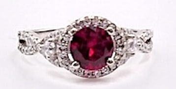 Sterling Silver 1.0ct Lab-Grown Red Ruby Halo Ring (1 of 5)
