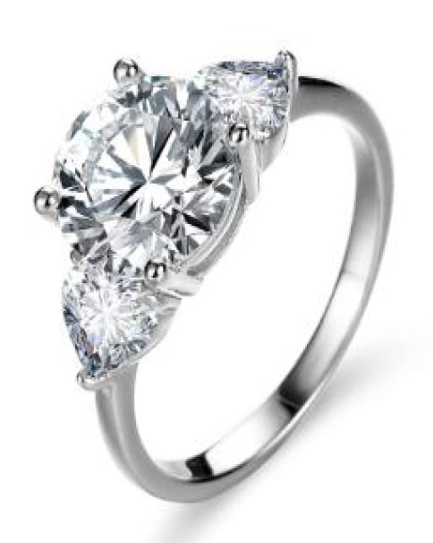 Sterling Silver 3.0ct Moissanite Diamond Ring with Heart Side Stones (1 of 6)
