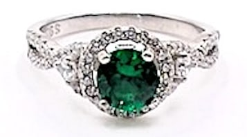 Sensational New SMARTLIFE Sterling Silver Lab-Grown Emerald Halo Ring   Color - Emerald   Rated - (1 of 5)