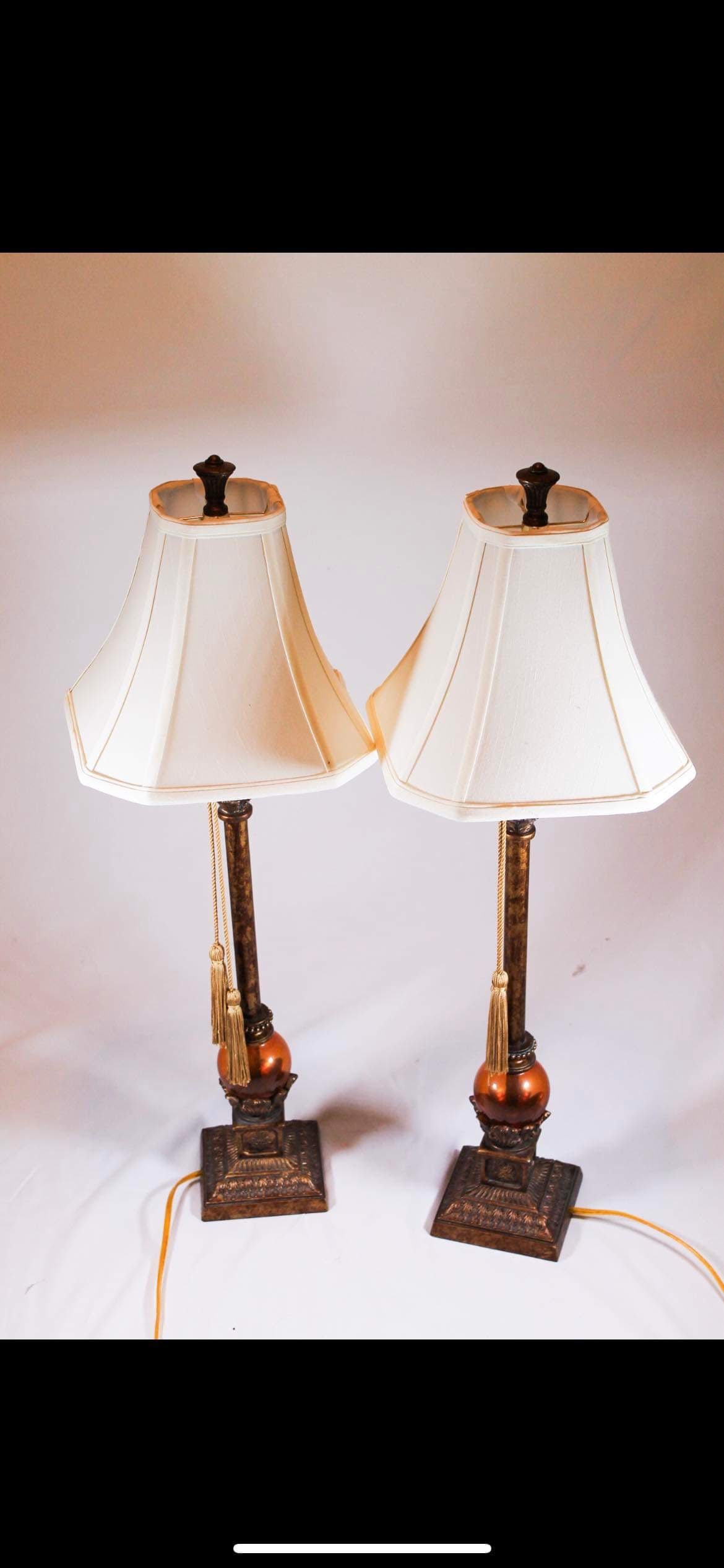 2 decorative brass tall lamps(pair) (1 of 3)